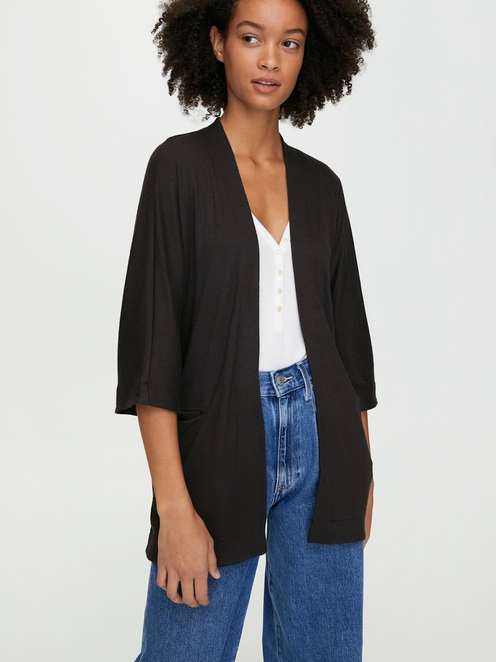 Wilfred Free Zlata Cardigan XS Dark Olive Open Front Pockets